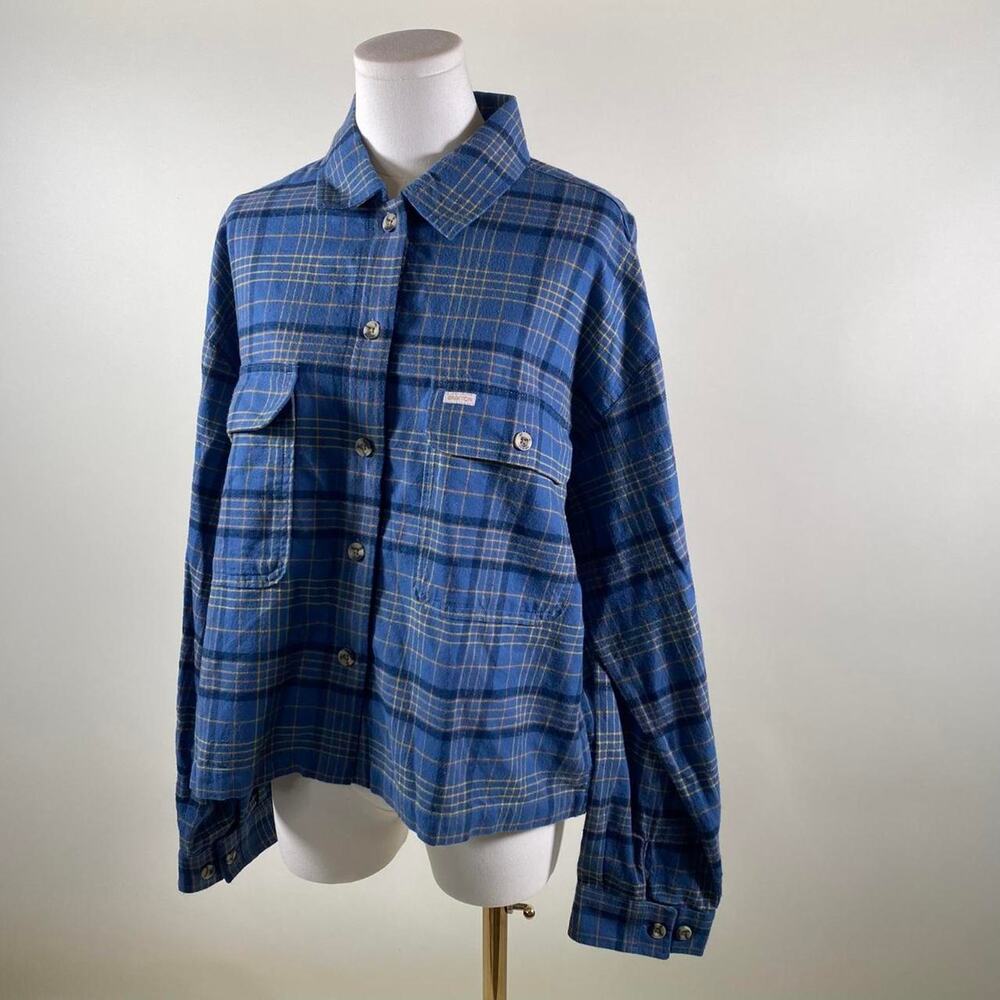 Vintage blue plaid button up top